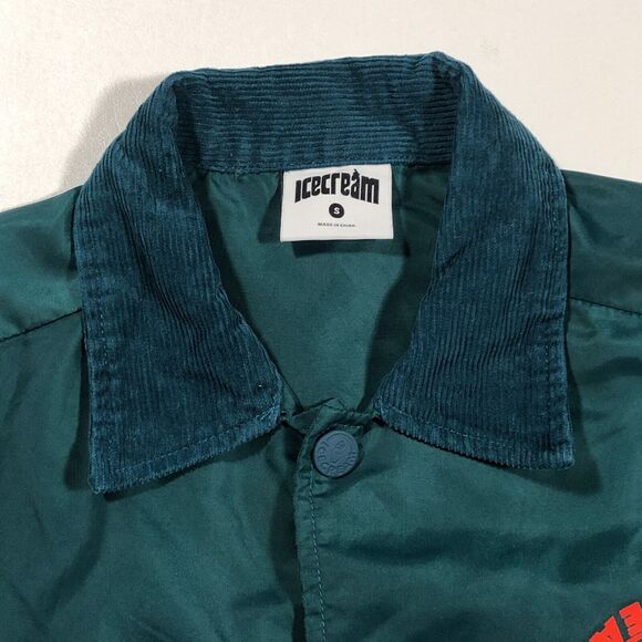 Ice Cream Collared Coach Jacket Coat Green Orange size Small S Streetwear B4 - Picture 4 of 7